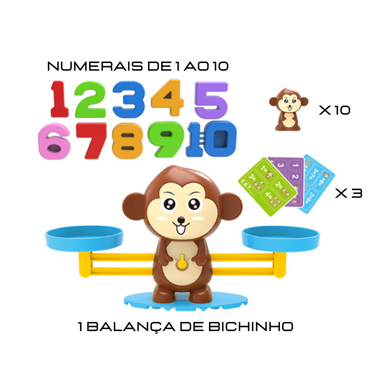 Brinquedo Educativo Matemático Macaco Equilibrista com Balança de Peso –  Novo e Moderno