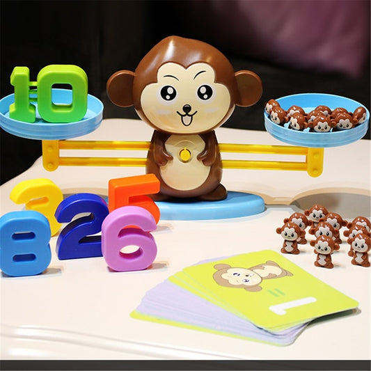 Brinquedo Educativo Matemático Macaco Equilibrista com Balança de Peso e Números Coloridos Método Montessori Jogo Pedagógico com Numerais Para Aprendizagem Rápida e Divertida, Ótimo Para Crianças Especiais